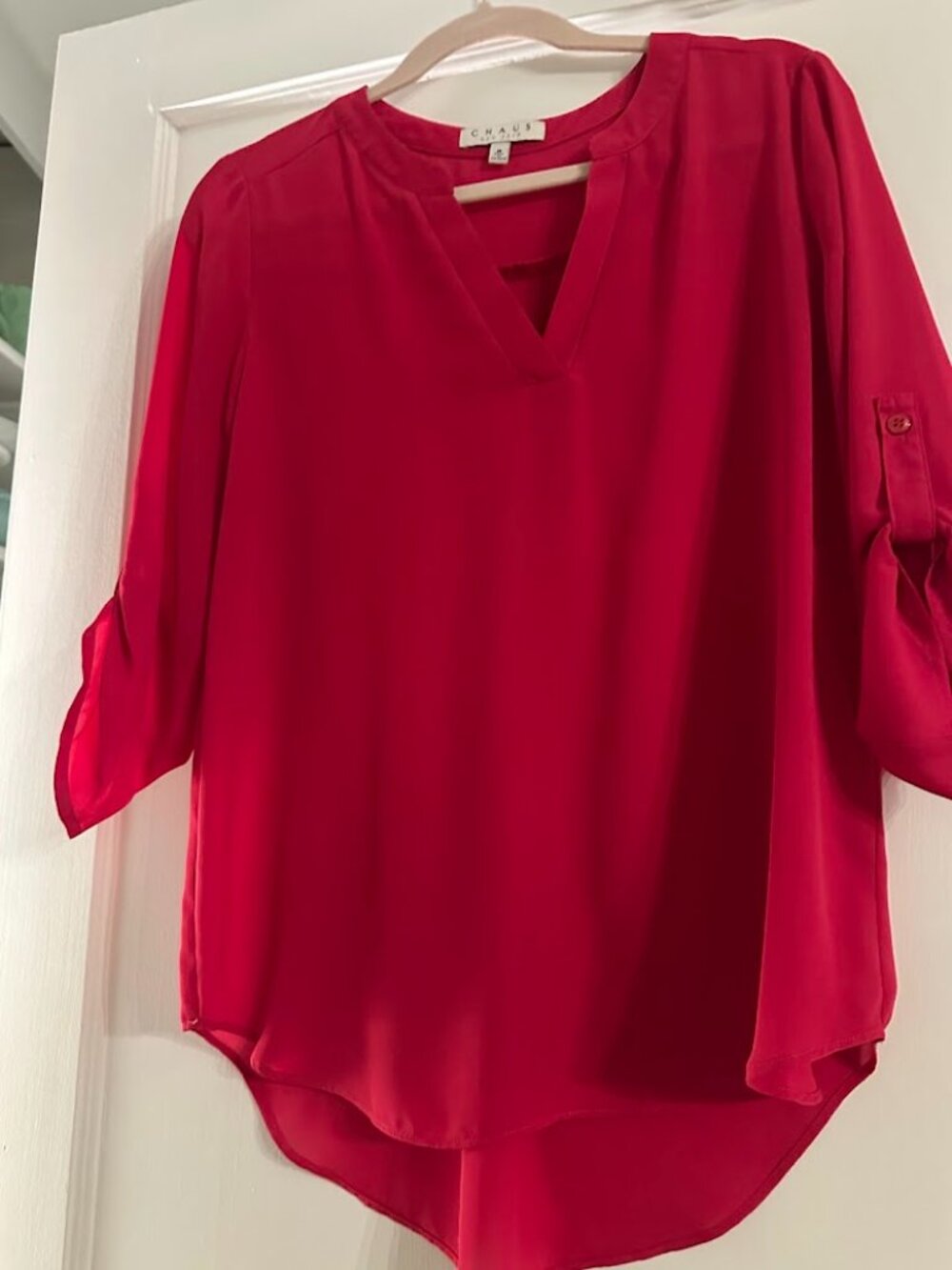 Chaus New York Fuchsia Chiffon Top, Medium